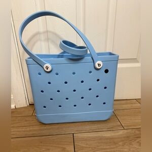 Blue Water Proof Beach Tote Bag with additional storage attatchment